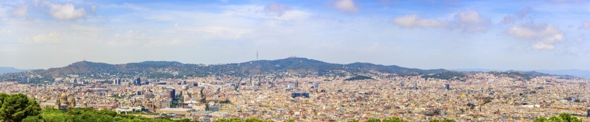 City panorama, City view, seen from Castell de Montju&iuml;c, Montju&iuml;c Castle, Barcelona, Catalonia, Spain, Europe