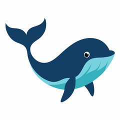 Whale vector on white background.