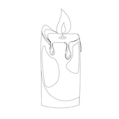 Candle is drawn in a minimalist line style. For greeting cards,web and app icons,logo, businesses or brands, social media posts,packaging designs