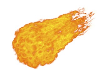 Illustration of a Fireball Flying bolt of blazing fire Isolated on white