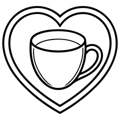 Minimal Line Art of a Heart Mug Design