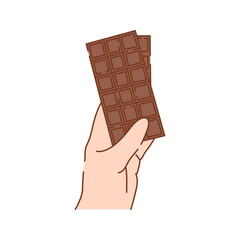 Hand Holding Chocolate Bar Icon Illustration