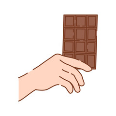 Hand Holding Chocolate Bar Icon Illustration