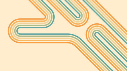 Fototapeta premium Abstract background of rainbow groovy Wavy Line design in 1970s Hippie Retro style. Vector pattern ready to use for cloth, textile, wrap and other.