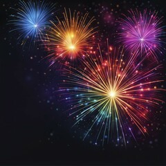 Obraz premium Colorful fireworks burst against the night sky, creating a festive and vibrant display of lights, AI generated