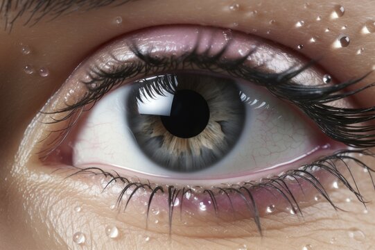 Close-up eye with iris, AI generated