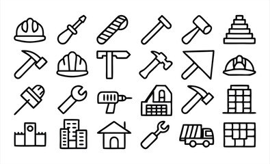 set of line icons related to labor  construction