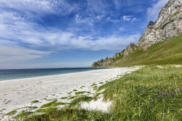 Sandy beach of Bleik, Vesteralen, Norway, Europe