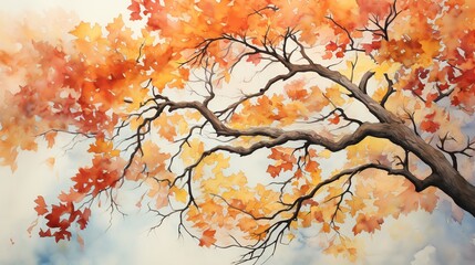 Vibrant autumn leaves on a tree branch.