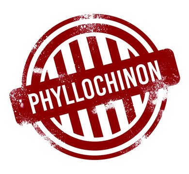 Phylloquinone, red grunge button, stamp