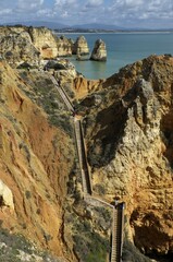 Steep coast at the Ponta da Piedade, Lagos, Algarve, Portugal, Europe