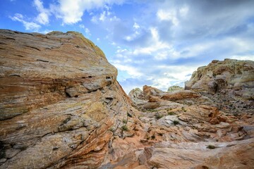 Colorful, Red Orange Rock Formations, Sandstone Rock, Hiking Trail, White Dome Trail, Valley of...
