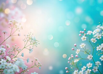 Delicate White Flowers Silhouette Macro Photography: Spring Summer Floral Border Template