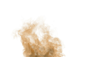 brown dust smoke, texture mist isolated on a white background. concept of fog effect, and cloud for design air pollution, element smog