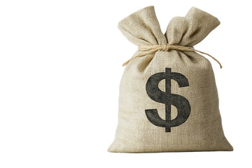 Beige Money Bag With Dollar Sign On Black Background