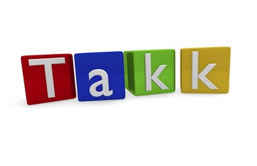 Takk Norwegian thank you concept in 3d on a white background