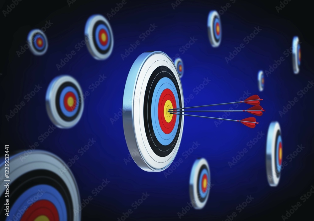 Poster 3d rendering of target and arrows