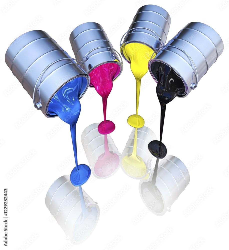 Poster 3d rendering of a cmyk concept