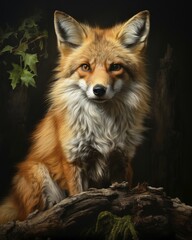 Fototapeta premium Portrait, young red fox, AI generated