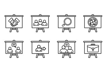 set of board presentation icons