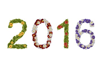 Flowers arranged to show the year 2016