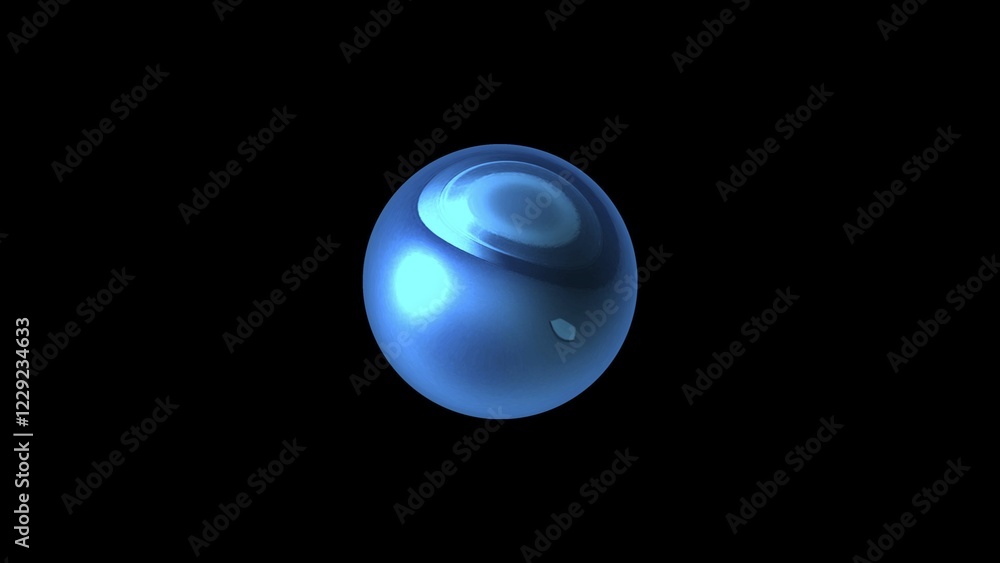 Poster one shiny sphere in dark space, modern computer generated background, 3d rendering backdrop