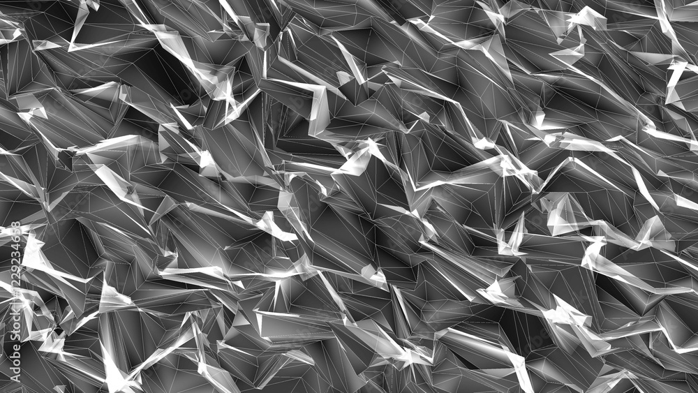 Poster abstraction with wireframe with fractal elements, 3d rendering backdrop, computer generating backgro