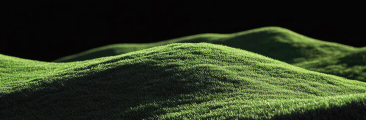 Lush Green Hill at Night with Dark Background