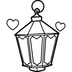 Minimalist Heart Lantern Line Art