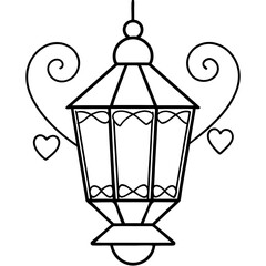 Minimalist Heart Lantern Line Art