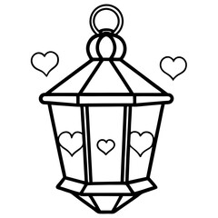 Minimalist Heart Lantern Line Art