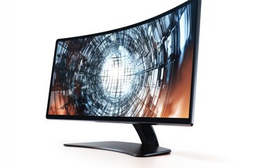 A computer monitor sitting on a desk, ready for use