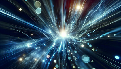Fototapeta premium Background Technology A dynamic abstract background with blue light streaks emanating from the center, combined with bokeh3