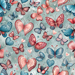 Colorful Butterfly Pattern. Watercolor Butterfly Art Print