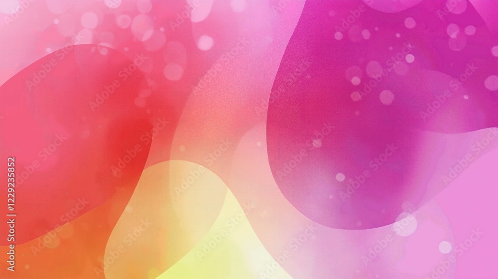 Poster abstract pink and yellow background with soft bokeh and flowing shapes
