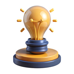 3D Light Bulb Icon for Creativity and Innovation