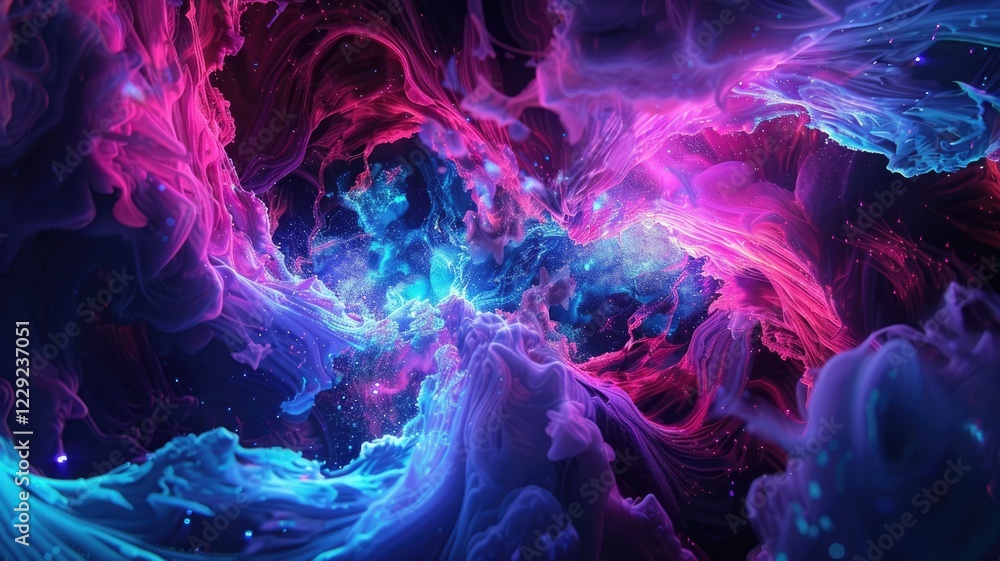 Aufkleber abstract light patterns with neon colors. dynamic and futuristic digital art. abstract artwork of gr