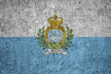 San Marino Flag painted on the cracked grunge concrete wall