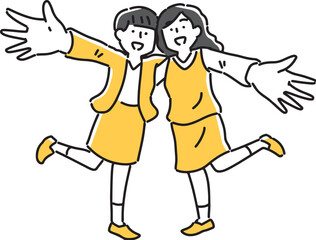 笑顔で案内する2人の女性