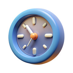 3D Clock Icon with Soft Glow and Rounded Edges