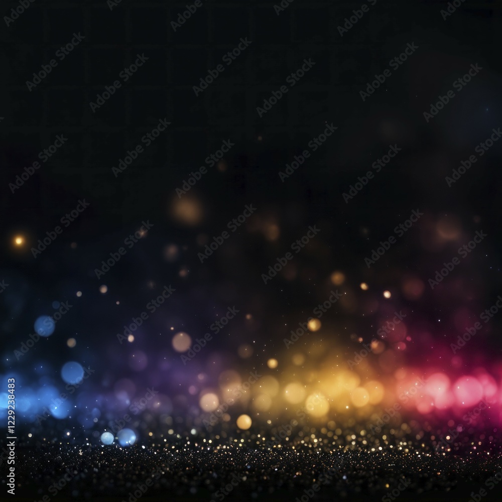 Poster abstract scene with a gradient of colorful bokeh lights set against a dark backdrop, ai generated