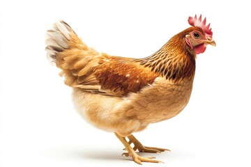 Fototapeta premium A chicken with a distinctive red comb on its head