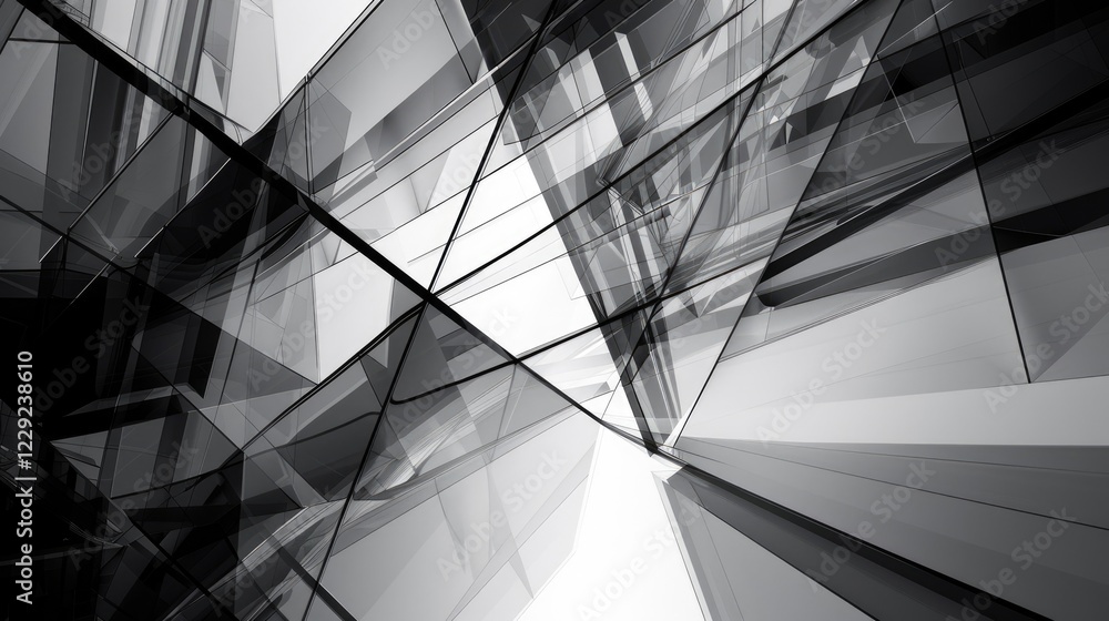 Poster abstract geometric shapes with transparent overlapping lines on a white background. background image