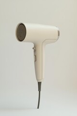 Simple elegant beige hair dryer showcased against a soft, neutral backdrop, highlighting its minimalist and modern design.