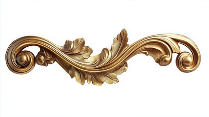 Elegant vintage gold frame with curved shapes and intricate detailing on a white background