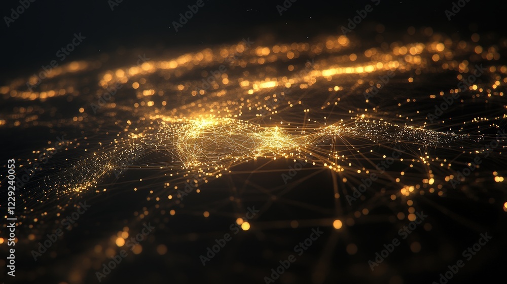 Poster a glowing network of interconnected nodes and lines, symbolizing global connectivity