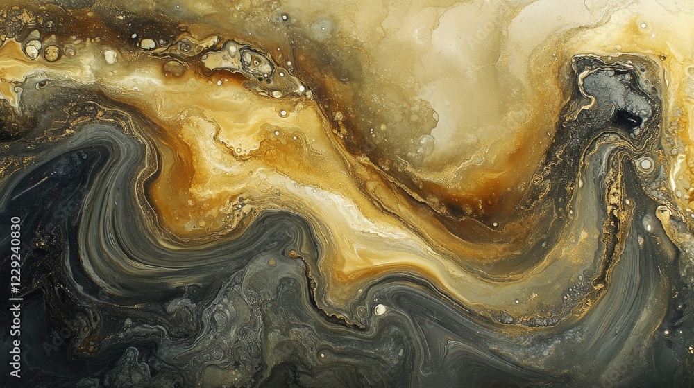 Fototapete a golden abstract swirl pattern with a mix of glossy and matte textures for a dynamic appearance.