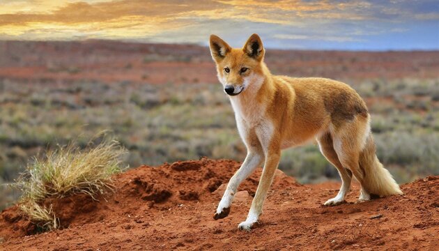 KI generated, animal, animals, mammal, mammals, biotope, habitat, one, single animal, foraging, wildlife, dingo (Canis lupus dingo), feral domestic dog, pariah dogs