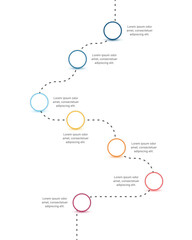 Roadmap infographic design template with 7 steps on white background