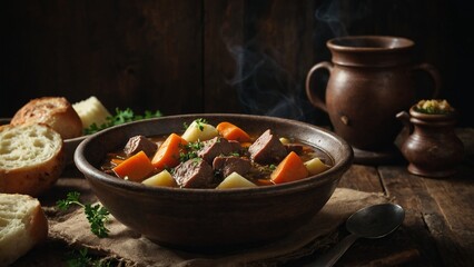 Traditional Irish Stew in a Rustic Bowl